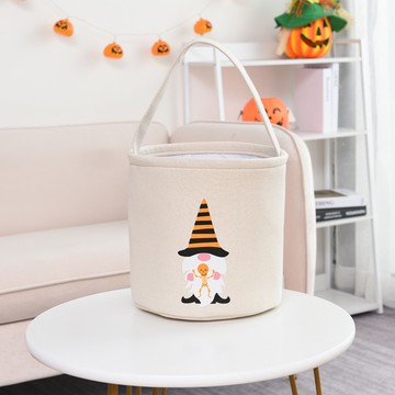 萬聖節糖果手提籃-骷髏頭巫師-白色