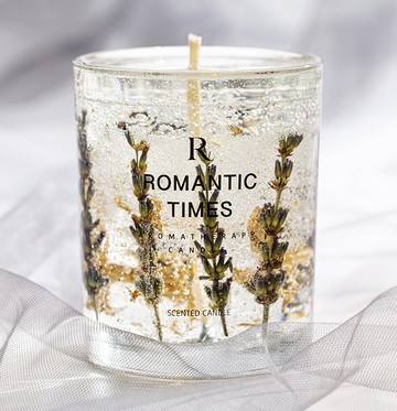 【FUNDAY】ROMANTIC TIMES 金箔真花香氛蠟燭 果凍香氛蠟燭 - 杜松薰衣草 + 送小禮物 X 1