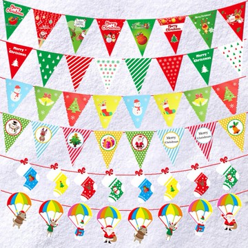 聖誕節裝飾用品 實拍影片 免運 台灣現貨 卡通 拉旗 彩旗  掛飾 節慶掛飾 聖誕節 場景 佈置 聖誕用品【HF54】