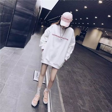 白色衛衣女加絨2025秋冬新款歐貨寬松中長款下衣消失遮屁股上衣潮