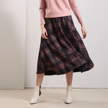 CLL巧玲瓏 復古學院風格紋中長裙 5470402