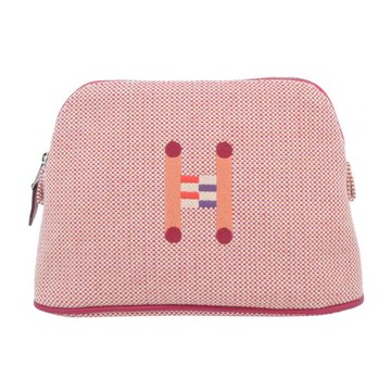 Hermes 愛馬仕 Bolide Crazy H 刺繡帆布收納包(迷你/橙/覆盆子)