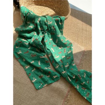 A類純棉2025夏季新款睡褲女嬰兒雙層紗布全棉長褲棉麻遛彎家居褲