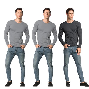 MI MI LEO MIT厚刷毛保暖衣3件組 深灰 x 1 + 淺灰 x 2  M  深灰 + 淺灰