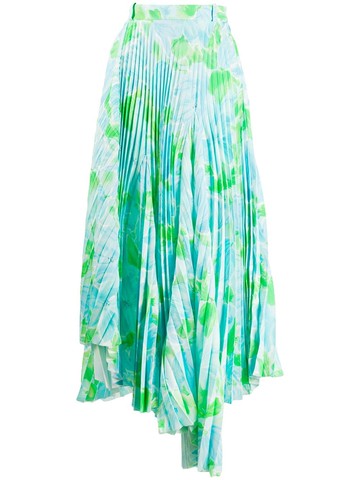 Balenciaga - Dynasty floral-print pleated skirt - women - Polyester - 40 - Blue