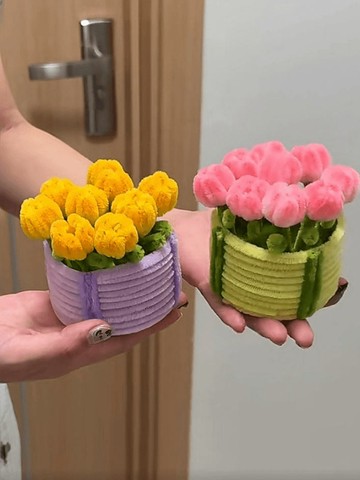 扭一扭🌹 扭扭棒鬱金香蛋糕盒diy材料包手作自製小蛋糕擺件送朋友閨蜜禮物