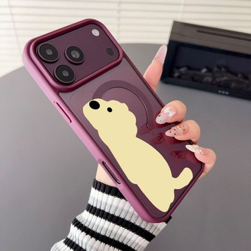 折叠小白狗 馬卡龍磁吸 iphone 18 pro max 17 16 15 14 13 12 11 8plus手機殼