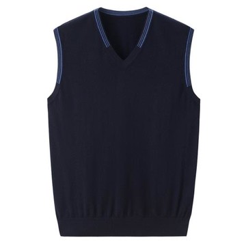 鄂爾多斯市產精紡純羊絨背心馬甲男雞心V領薄款針織毛衫坎肩E1795