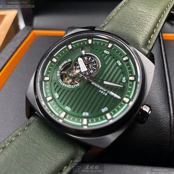 [星晴錶業]GiorgioFedon1919手錶,44mm,GF00064墨綠色錶面黑錶殼綠真皮皮革錶帶款