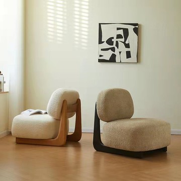 免運/開立發票 北歐簡約實木布藝沙發椅家用陽臺客廳民宿休閑椅中式詫寂風單人椅 快速出貨