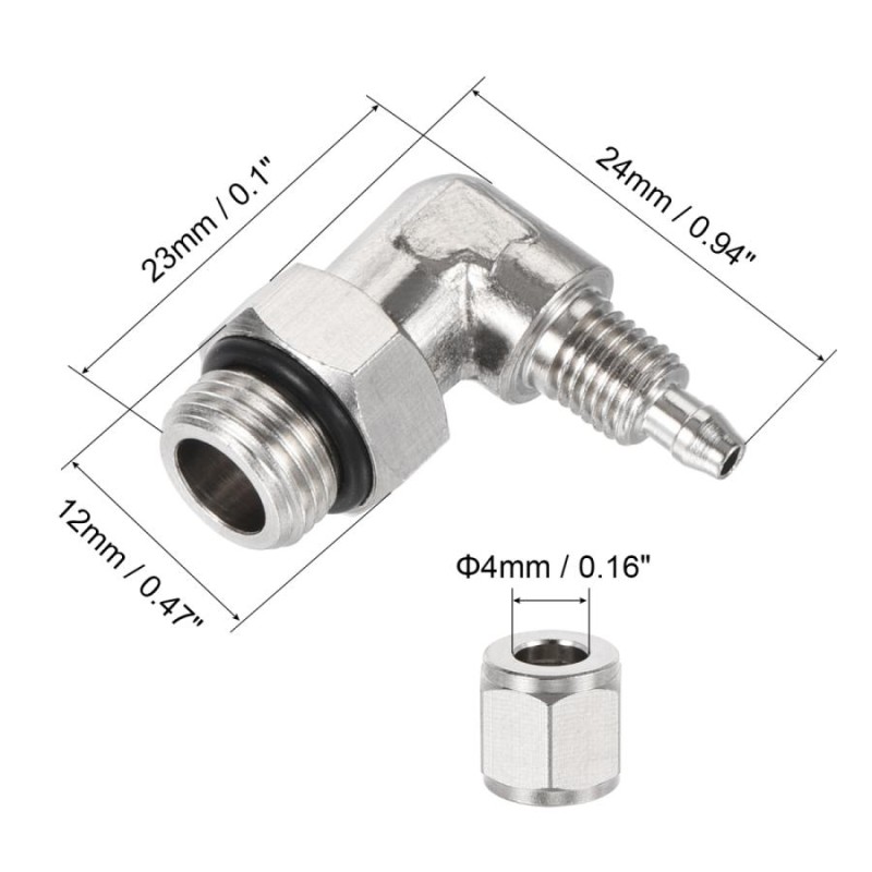 uxcell エルボーチューブ継手 フィッティング G1/8オスネジ 4 mm