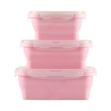 加 鉑金級環保矽膠摺疊收納食物保鮮盒三件組  大 + 中 + 小  1組