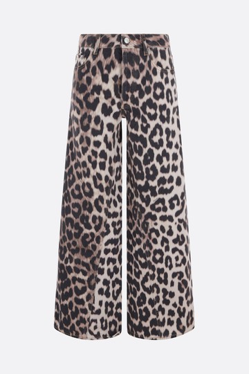 GANNI leopard denim wide-leg jeans Woman