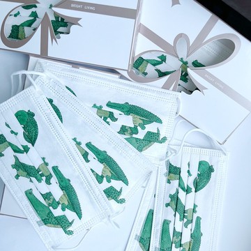 動物系列-鱷魚 成人平面式醫療口罩(白)買一送一,