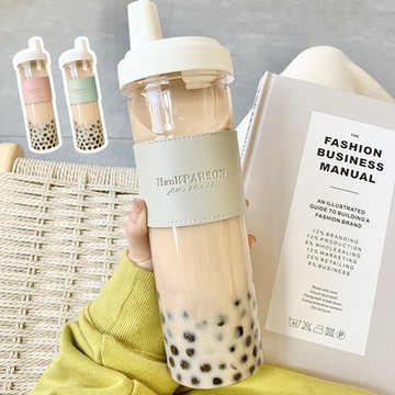 Reddot紅點生活 高質皮革玻璃大象珍奶杯850ml