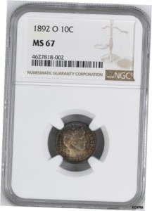 アンティークコイン NGC PCGS バーバー 10C MS 67- show original title 1892-O