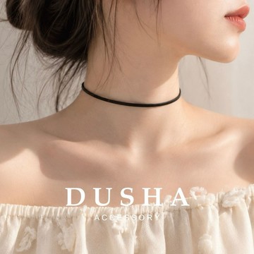 客製化鏈長🇹🇼台灣手工製作 頸鏈 麂皮單層黑 - BEMYLOVE & DUSHA