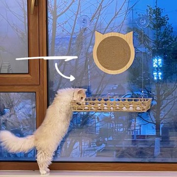 貓吊床吸盤玻璃窗戶手工藤編掛窩曬太陽觀景貓窩吊籃寵物用品