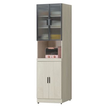 文創集 卡帝亞2尺四門托盤鋁框高餐櫃/收納櫃-61x39x203-cm免組