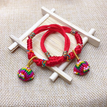 端午節手編紅繩五彩粽子柿子手鏈寶寶兒童成人飾品節日禮品材料包