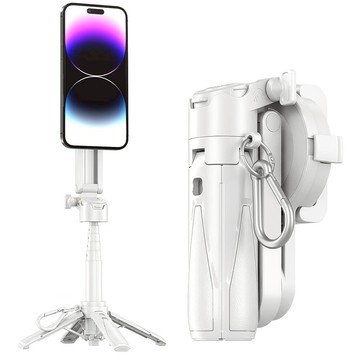 P15 藍牙磁吸自拍桿 MagSafe 遠端拍照 腳架 直播 網美 手機支架 伸縮 自拍棒 磁吸 - 白色