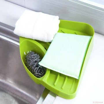 桃園出貨🍂三角廚房置物架洗碗池過濾水槽洗菜瀝水掛籃吸盤式塑料收納抹布架