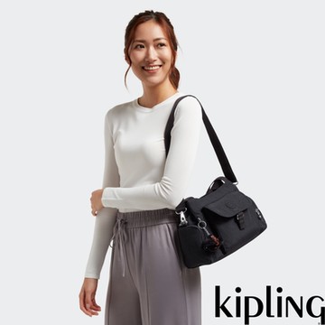 Kipling 率性曜石黑好收納手提兩用斜背包-FELIX L U