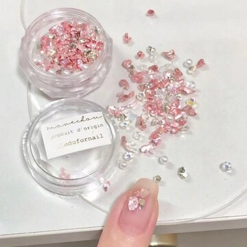 ✨台灣出貨✨美甲飾品不規則DIY碎石珍珠小鉆小紅書穿戴甲光療甲學生配飾工具