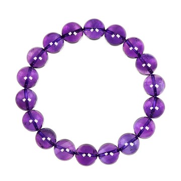 【正佳珠寶】紫水晶 高品冰質濃紫 10.8-11.2mm 南非紫水晶手珠