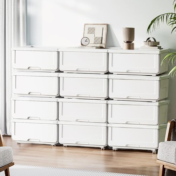 【AOTTO】日式可疊加附輪抽屜收納箱-4入組(AL-603W)