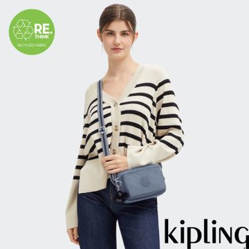 Kipling 岩石藍前後加寬收納側背包-ABANU