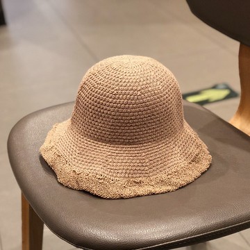 漁夫帽盆帽-純色波浪邊防曬針織女帽子5色73xu34【獨家進口】【米蘭精品】