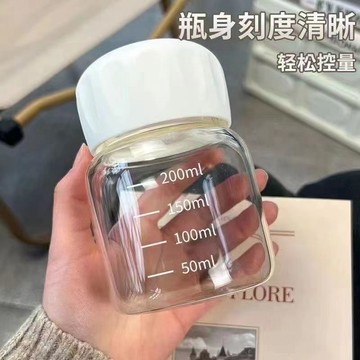 🌈臺灣熱賣🌈高顏值帶蓋玻璃杯可愛迷你搖搖杯便攜胖胖口袋杯早餐杯咖啡豆漿杯