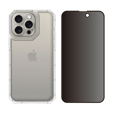 RedMoon APPLE iPhone15 Pro 6.1吋 手機殼貼2件組 鏡頭全包式貓瞳盾殼+9H防窺保貼
