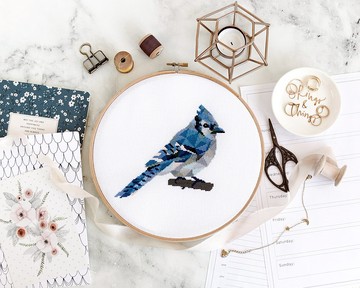 Blue Jay 雀 Cross Stitch PDF Pattern 十字繡