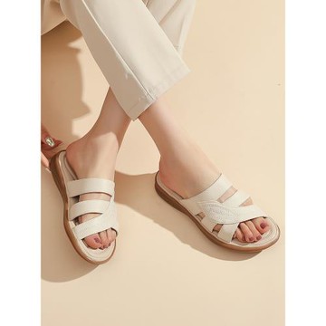 真皮媽媽涼鞋拖平底大碼軟底外穿防滑牛筋底中老年涼拖鞋女款夏季