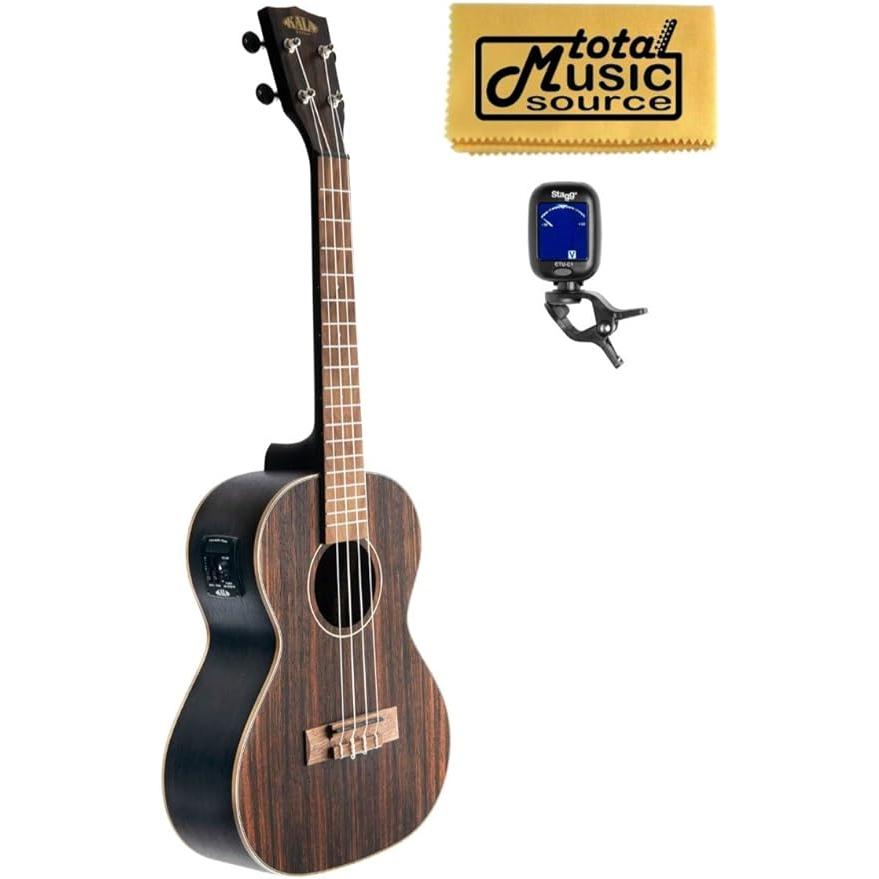 Kala KA-EBY-TE Striped Ebony Series Tenor A E Ukulele w Tuner