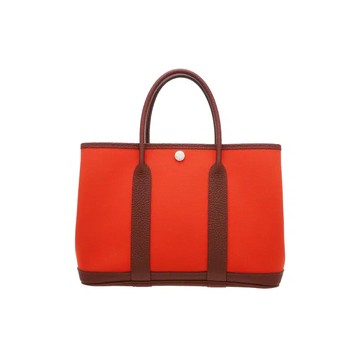 HERMES GARDEN PARTY 30 拼皮革花園包 / 橘色 / Z刻 (2021)