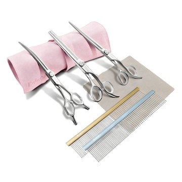 Babion M4 中級者用寵物美容剪刀3件組  1套  印第安粉色