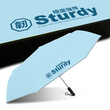 【TDN】極度強悍降溫黑膠自動開收傘-超大自動傘抗UV雨傘(冰河藍)