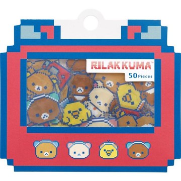 小禮堂 San-X 拉拉熊 PVC造型貼紙組 50枚入 (電玩像素風款)