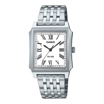 CASIO 卡西歐 MTP-B190D-7B 都市簡約設計 不鏽鋼鍊帶 銀X白_31.5mm