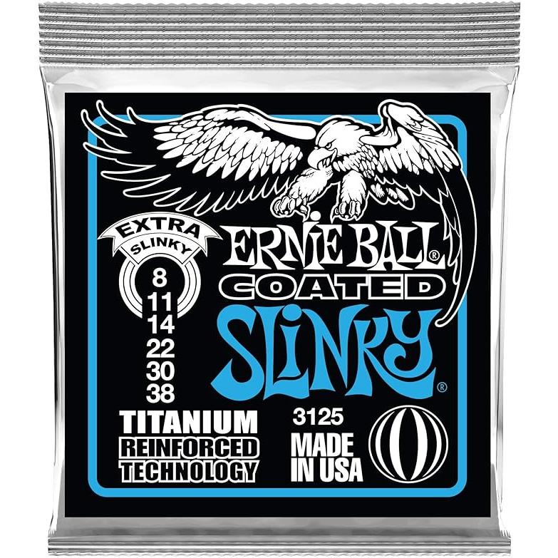 PACK Ernie Ball 3125 Coated Titanium Extra Slinky Electric Guitar Strings (8-38)