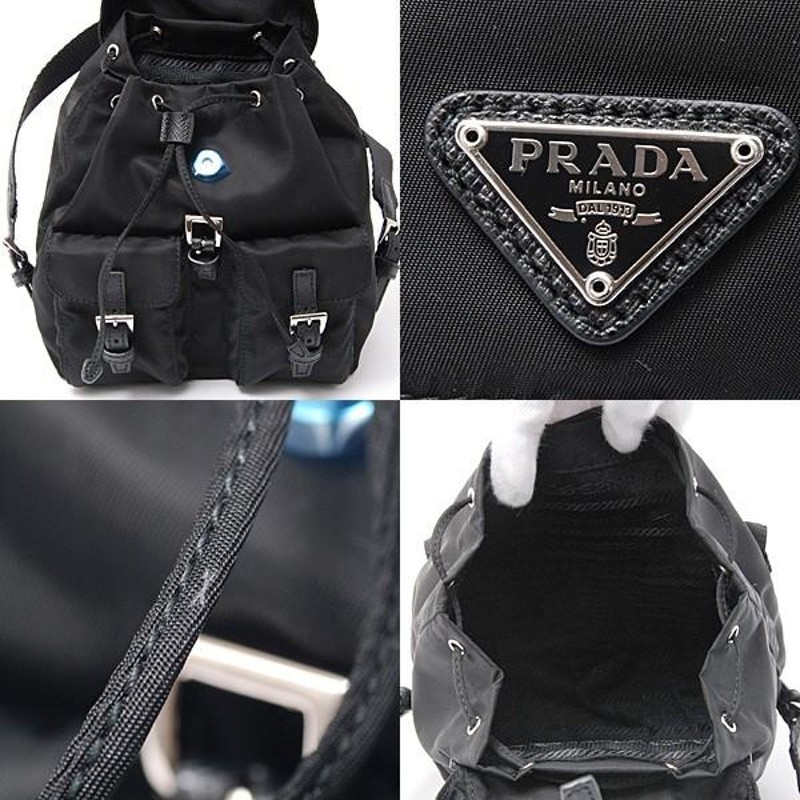 プラダ PRADA ナイロン リュック型チェーンショルダーバッグ ブラック