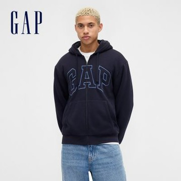 【GAP】男裝|Logo刺繡連帽外套-海軍藍(789781)