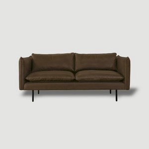 伊登皮革沙發 兩人 深咖