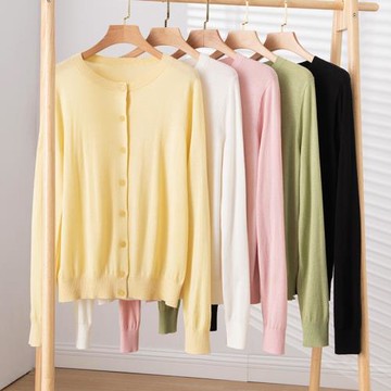 織開衫外套女毛衣女春秋空調衫抗皺涼感圓領針織毛衫休閑風長袖