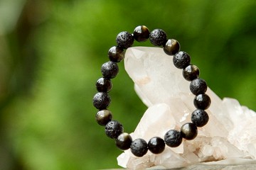 【手環系列】8mm火山岩+雙眼金曜石手環 (歡迎客製)