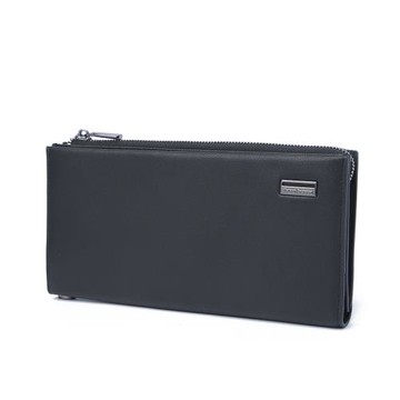 【金安德森】個性主宰 橫式磁扣拉鍊長夾-黑色