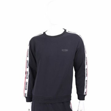 MOSCHINO 字母織帶黑色內刷毛運動衫 大學T(男/女可穿)